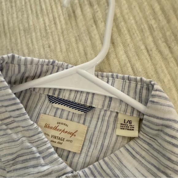 Weatherproof Men's Blue and White Striped Button Down Shirt - Picture 2 of 3